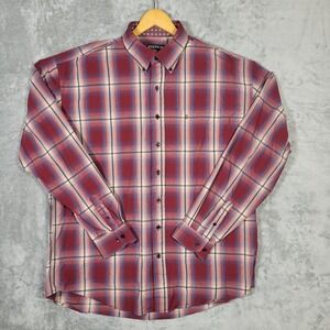 Stetson Shirt Mens Extra Large Button Down Red Blue Black Plaid Western